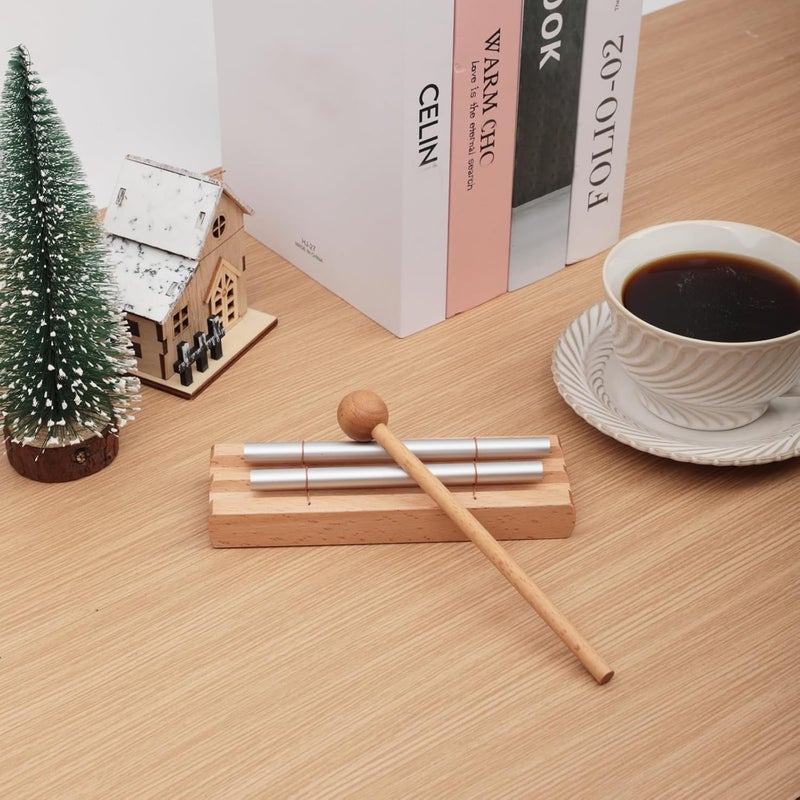 Aemrovi 2-Tone Hand Chime with Mallet - Handheld Percussion Instrument with Mallet for Mindfulness, Yoga, Classroom Management and Focus Training - Image 3